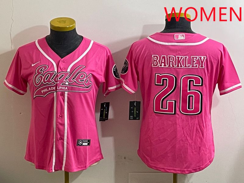 Women Philadelphia Eagles #26 Barkley Pink Jointly Name 2025 Nike Limited NFL Jersey style 7->women nfl jersey->Women Jersey